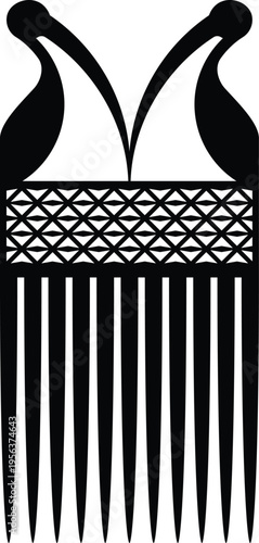 African Hair Pick - Vintage Afro Comb Silhouette Vector Design
