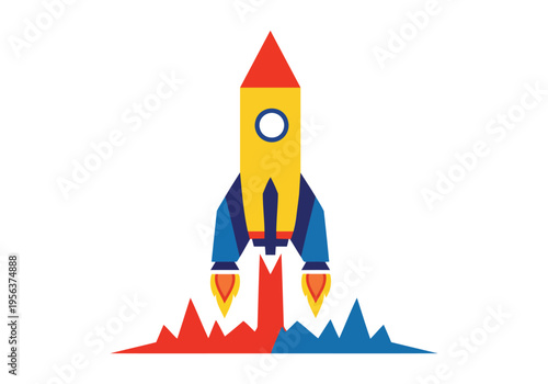 Abstract rocket launch showing fast startup and business success with momentum