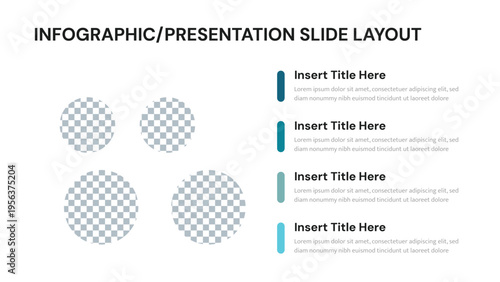 Infographic slide layout with four round placeholder images and text