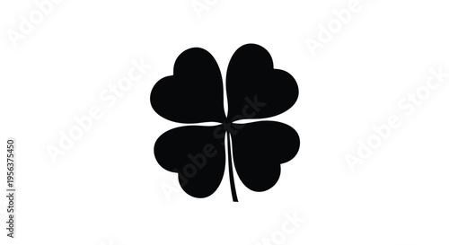 Simple black silhouette of a four leaf clover on a white background