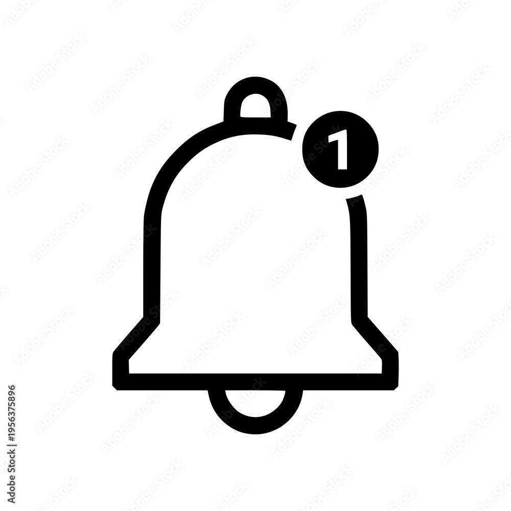 Fototapeta premium Minimal notification bell icon in clean flat SVG style. Simple UI symbol ideal for alerts, reminders, mobile apps, and dashboard interfaces.
