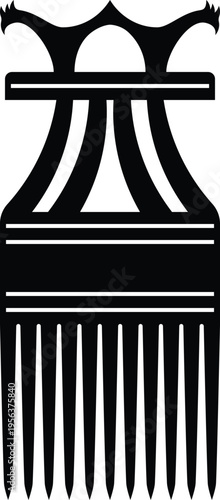 African Hair Pick - Vintage Afro Comb Silhouette Vector Design
