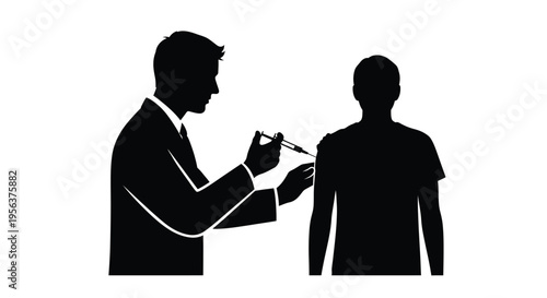 A doctor administering an injection to a patient s upper arm