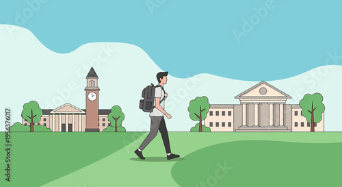 A Student's Journey Across Campus: Embracing the Educational Landscape and Ambition