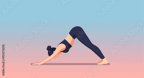 A woman performing a yoga pose, ideal for flexibility and relaxation concept yoga exercise