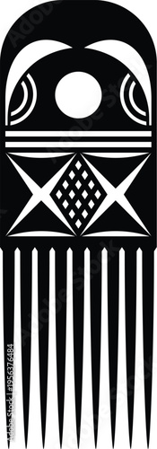 African Hair Pick - Vintage Afro Comb Silhouette Vector Design
