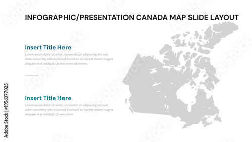 Simple Canada map infographic presentation template for geographic or business data