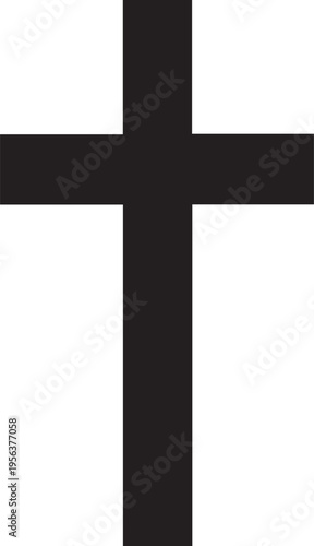Christian cross silhouette symbol simple holy sign vector religious icon and line art shape