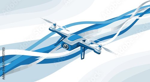 Aerial innovation vector illustration showcasing the advanced flying capabilities of a drone and