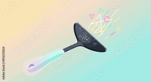 Abstract illustration of a spatula with geometric elements enhancing aesthetic composition