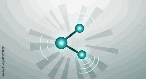 Abstract network communication system with glowing elements conveying connectivity and data sharing