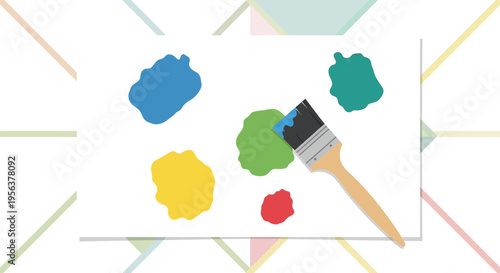 Abstract painting with colorful blotches created with paintbrushes minimal style