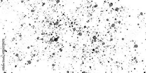 Black ink splatter and spray paint drops texture isolated on white background