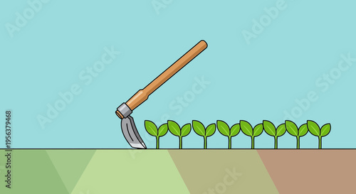 Agricultural preparation illustration symbolizes tending, farming, and environmental care in