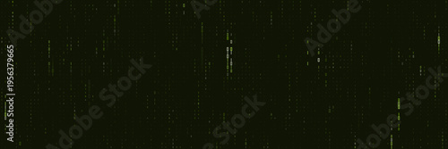 Green binary code falling on black background for encrypted data stream and cryptography visualization