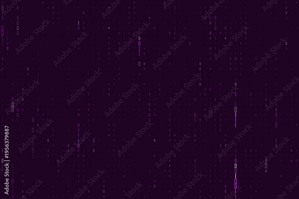Obraz premium Purple Digital Data Stream Representing Cybersecurity Breach and Encryption Code