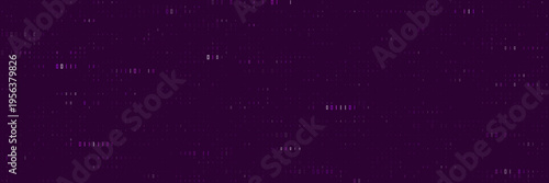 Quantum Cryptography Data Stream with Binary Code on Dark Purple Background for Cybersecurity