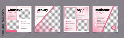 Modern Beauty and Wellness Social Media Carousel Template Pack, Editable AI file