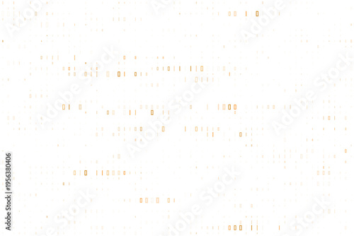 Abstract blockchain transaction ledger background with orange digital data bits on white