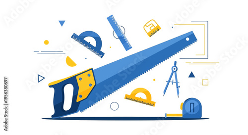 Artistic illustration of woodworking tools symbolizing craftsmanship and carpentry excellence