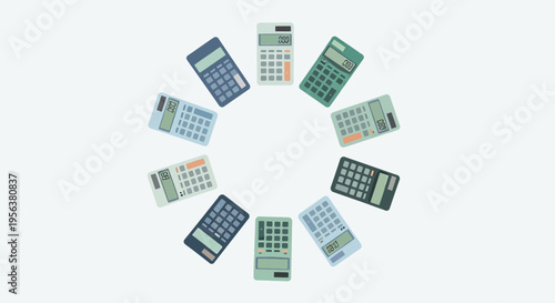 Arrangement of Calculators in a Circular Design Suggesting Collaboration and Accounting