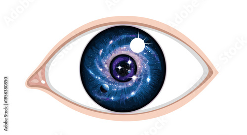 Exploring the Cosmos Through a Mesmerizing Eye With Swirling Galaxies and Shimmering Stars