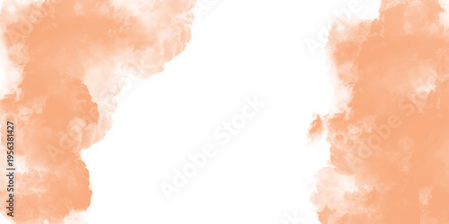 Abstract orange watercolor splashes and artistic paint clouds isolated on white background