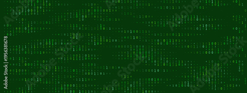 Green Binary Code Matrix Background for Cybersecurity and Data Encryption Concept