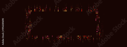Abstract Cyberpunk Digital Data Frame with Glowing Halftone Dots on Dark Background