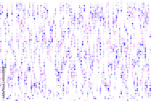 Abstract Digital Data Stream Pattern with Purple and Blue Hexagons and Circles