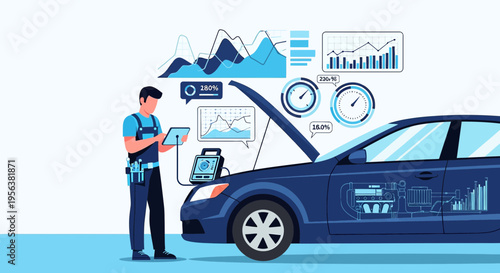 Automotive diagnostic service using advanced technology for vehicle maintenance and performance