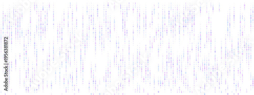 Abstract Quantum Computing Data Stream with Purple Digital Particles on White Background