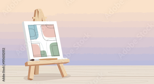 Artistic serenity easel showcasing abstract art in pastel hues for creative expression
