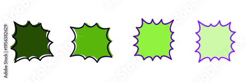 Set of green jagged speech bubbles for ecofriendly product callouts and sustainable marketing