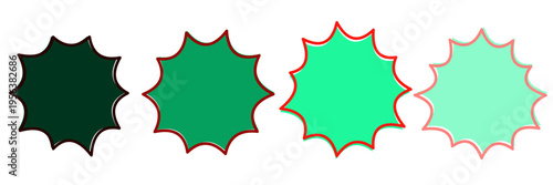 Set of Green Starburst Price Tags for Eco Friendly Sales and Organic Product Promotions