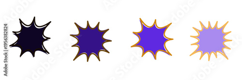 Retro Comic Book Explosion Speech Bubbles, Purple Pop Art Graphic Elements