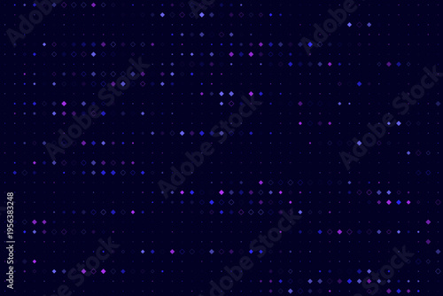Abstract Digital Data Stream Background with Purple and Blue Rhombus Grid