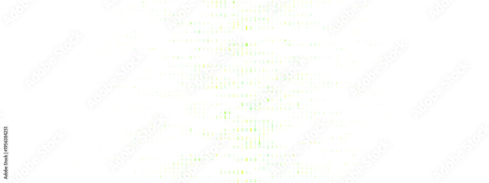 Naklejka premium Abstract Green Digital Matrix Background with Glowing Data Particles and Binary Code Elements