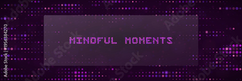 Mindful Moments Digital Wellness Banner, Purple Pixel Art Meditation Graphic