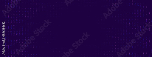 Cybersecurity Data Breach Background with Purple Binary Code Matrix