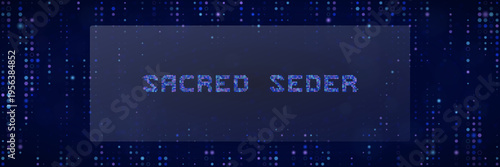 Virtual Sacred Seder Digital Background with Pixelated Text for Online Jewish Holiday Event