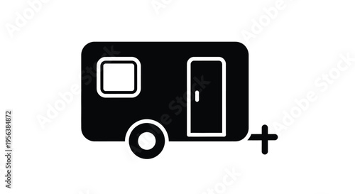 A simple black icon depicts a small travel trailer or caravan with a hitch attachment.