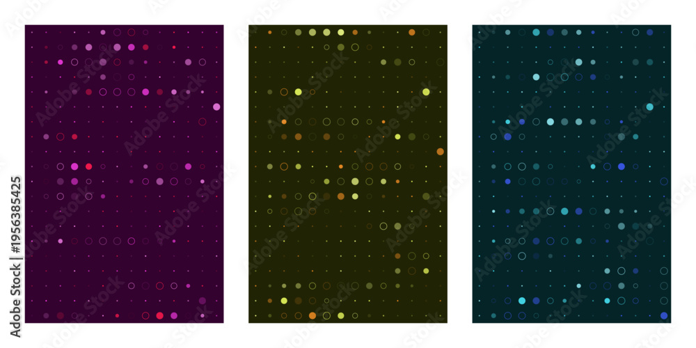 Fototapeta premium Abstract Genomic Sequencing Data Visualization Panels with Colorful Digital Dot Patterns