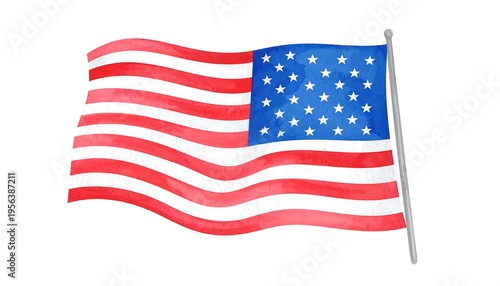 Wallpaper Mural American Flag Waving Gracefully in the Wind, Symbol of Freedom and Patriotism. Torontodigital.ca