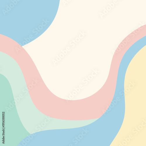 Gentle pastel color waves and organic flowing shapes create a serene and modern abstract background design, perfect for a tranquil and contemporary aesthetic
