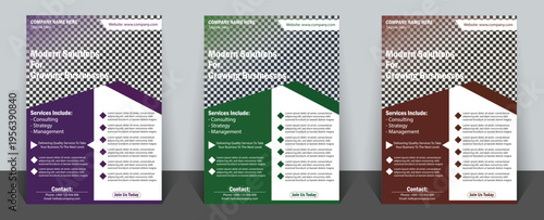 Creative Multi Color Corporate Flyer Template Set, Modern Business Promotion Design, Editable Vector EPS Layout