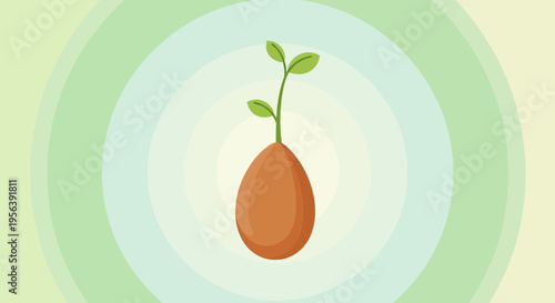 Conceptual illustration representing new life emerging from seed amid vibrant background