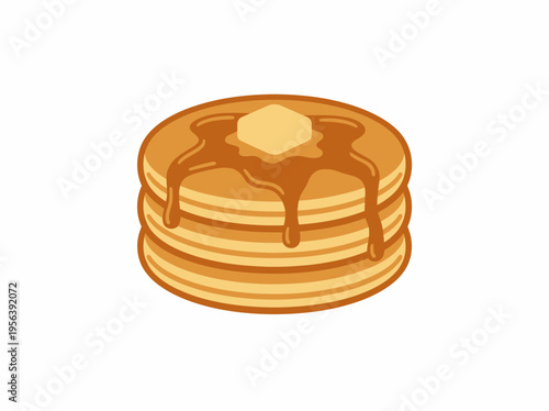 A stack of pancakes topped with honey and syrup on a plate