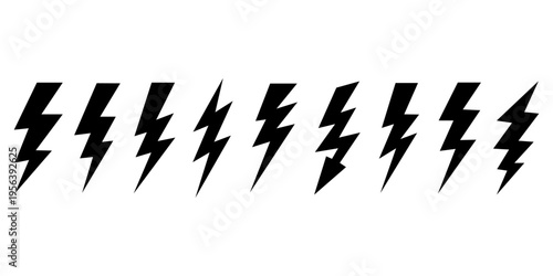 Dynamic Thunderbolt Icon Set - Electric Power Energy Graphics and Flash Light Signs - Flat Vector Illustration for Power and Speed