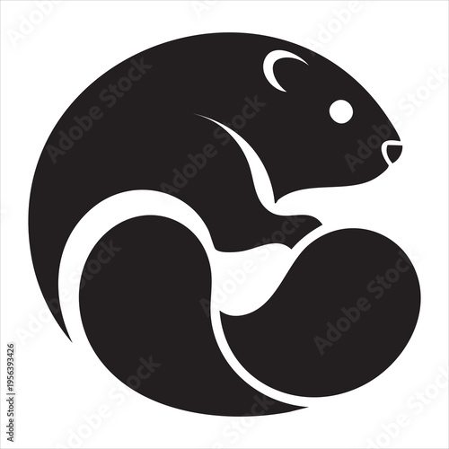  Stylized black beaver silhouette on white